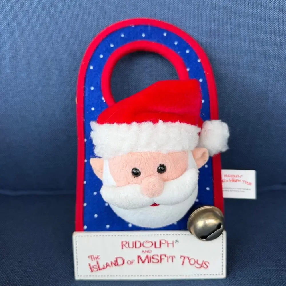 Rudolph and The Island of Misfit Door Hanger Plush Santa with Jingle Bell